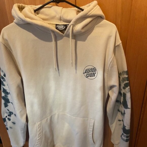 Men's Santa Cruz Beige OD Green Tie Dye Hoodie Sweatshirt Size M - Picture 2 of 6